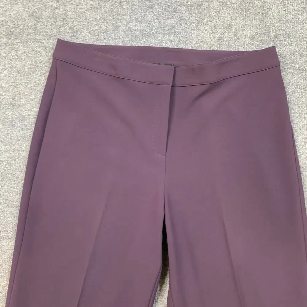 St John Pants Womens 10 Dark Purple Flat Front High Rise Zip Fly Trousers